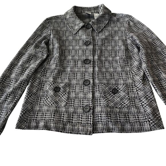 Emma James Black White Knit Jacket XL Button Front Layering Piece - Picture 2 of 6